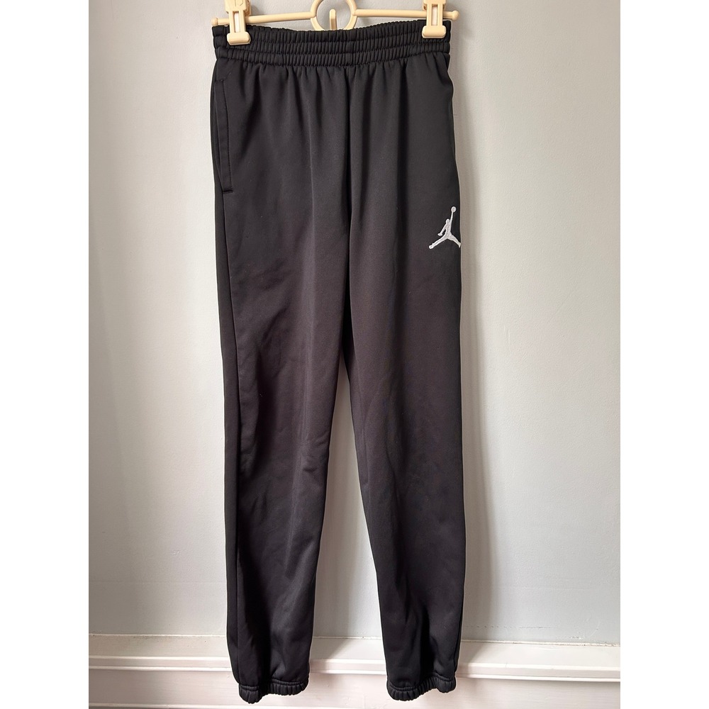 Jordan Boys Dri-FIT Fleece Sweatpants Black Jumpman Joggers Size L 12-13 Yrs